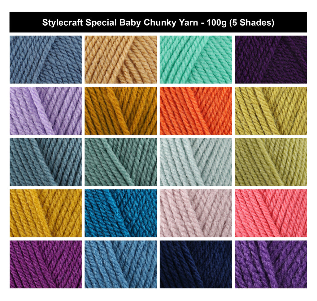 Stylecraft Special Baby Chunky Acrylic Yarn - 100g, Soft Chunky Crochet & Knitting Yarn for Baby Blankets and Afghans