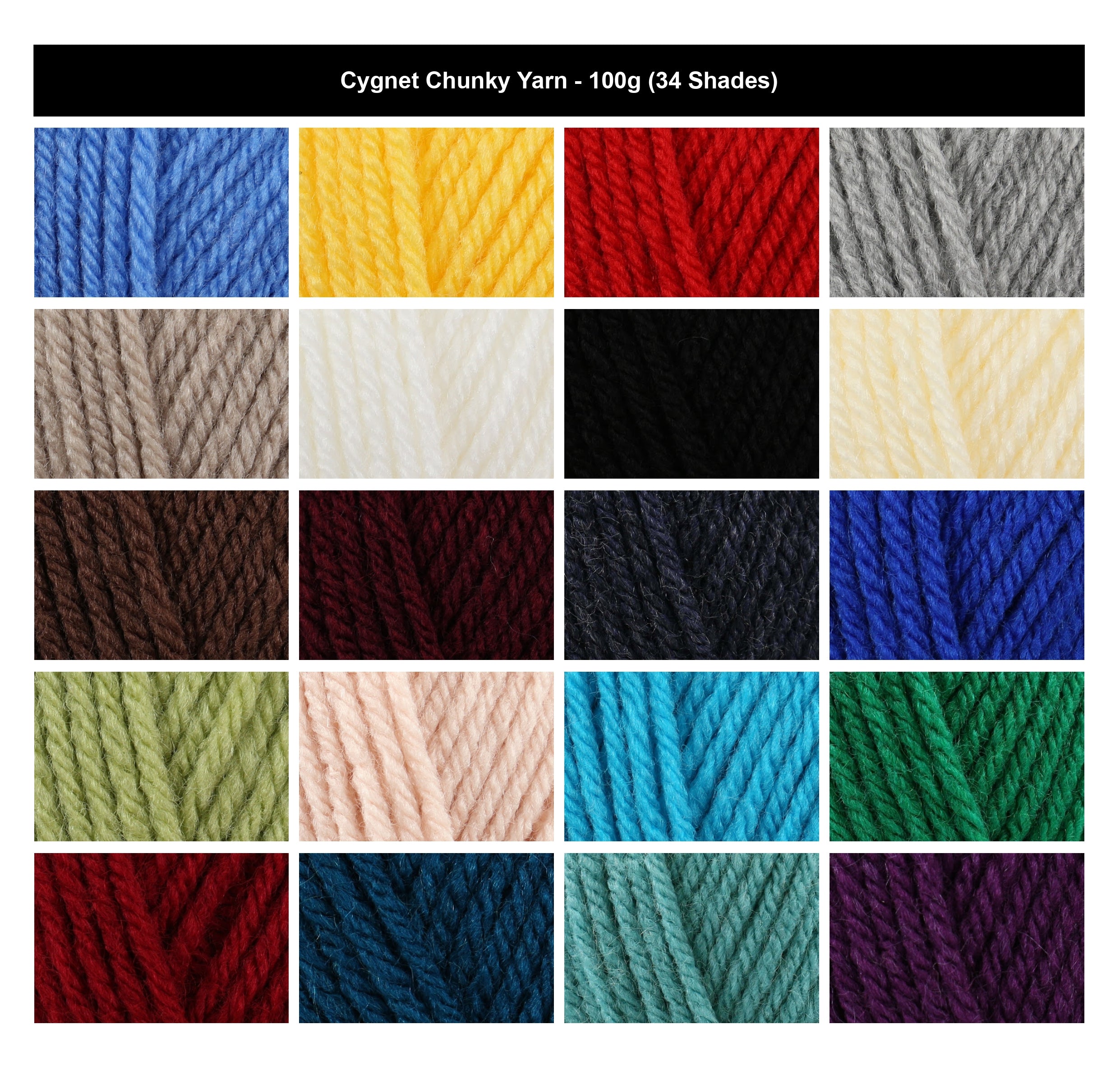 Cygnet Chunky Crochet Yarn - 100g, 100% Acrylic Versatile Signature Range Knitting Yarn for Jumpers, Sweaters, Hats & Scarves