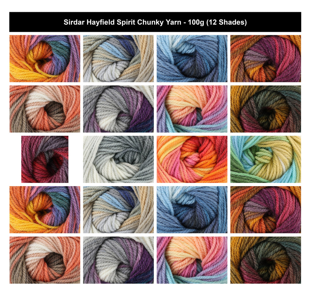 Sirdar Hayfield Spirit Chunky Yarn - 100g, Wool Acrylic Blend Self-Striping Rainbow Wool Yarn for Jumpers, Sweaters, Cardigans & Scarves