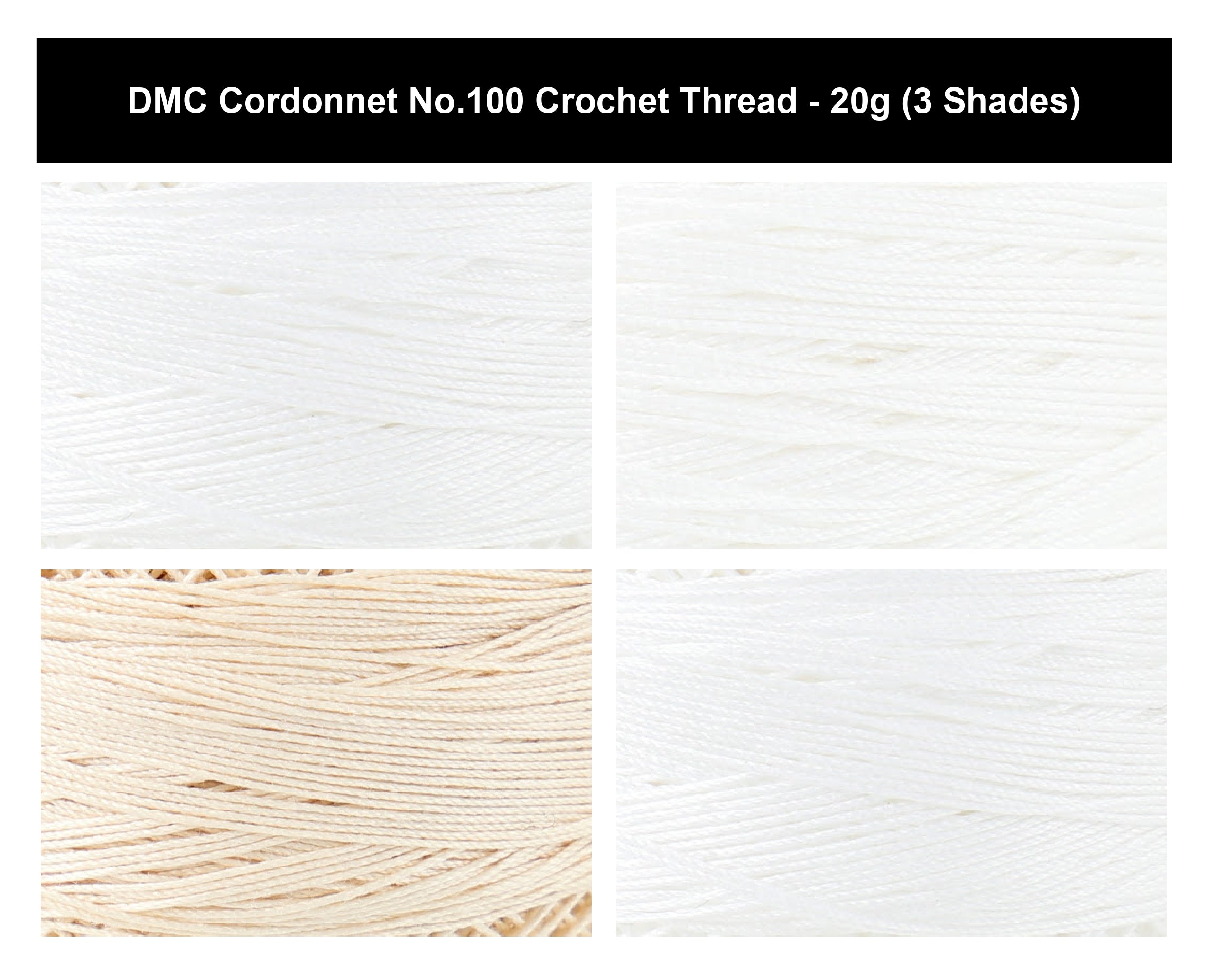DMC Cordonnet No.100 Crochet Thread Yarn - 20g, 100% Double Mercerised Cotton, 6-Ply High-Gloss Strong Crochet & Knitting Thread for Lacework, Doilies & Crafts