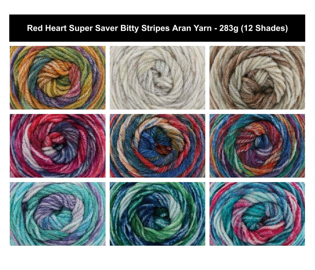 Red Heart Super Saver Bitty Stripes Yarn - 283g, 100% Acrylic Rainbow Blurry-Stripe Knitting Wool for Crochet Blankets, Accessories & Garments