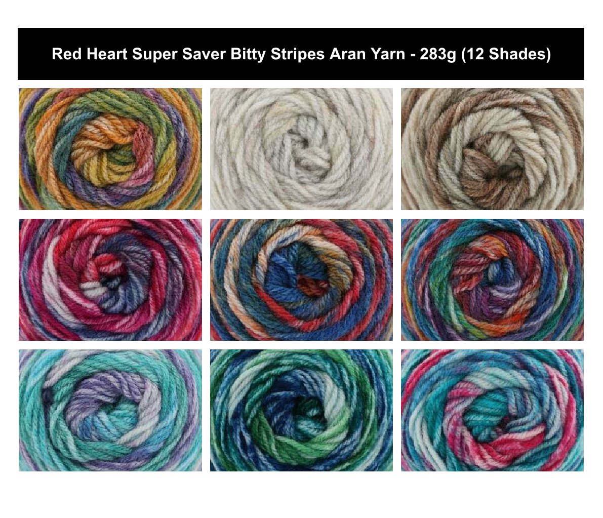 Red Heart Super Saver Bitty Stripes Yarn - 283g, 100% Acrylic Rainbow Blurry-Stripe Knitting Wool for Crochet Blankets, Accessories & Garments