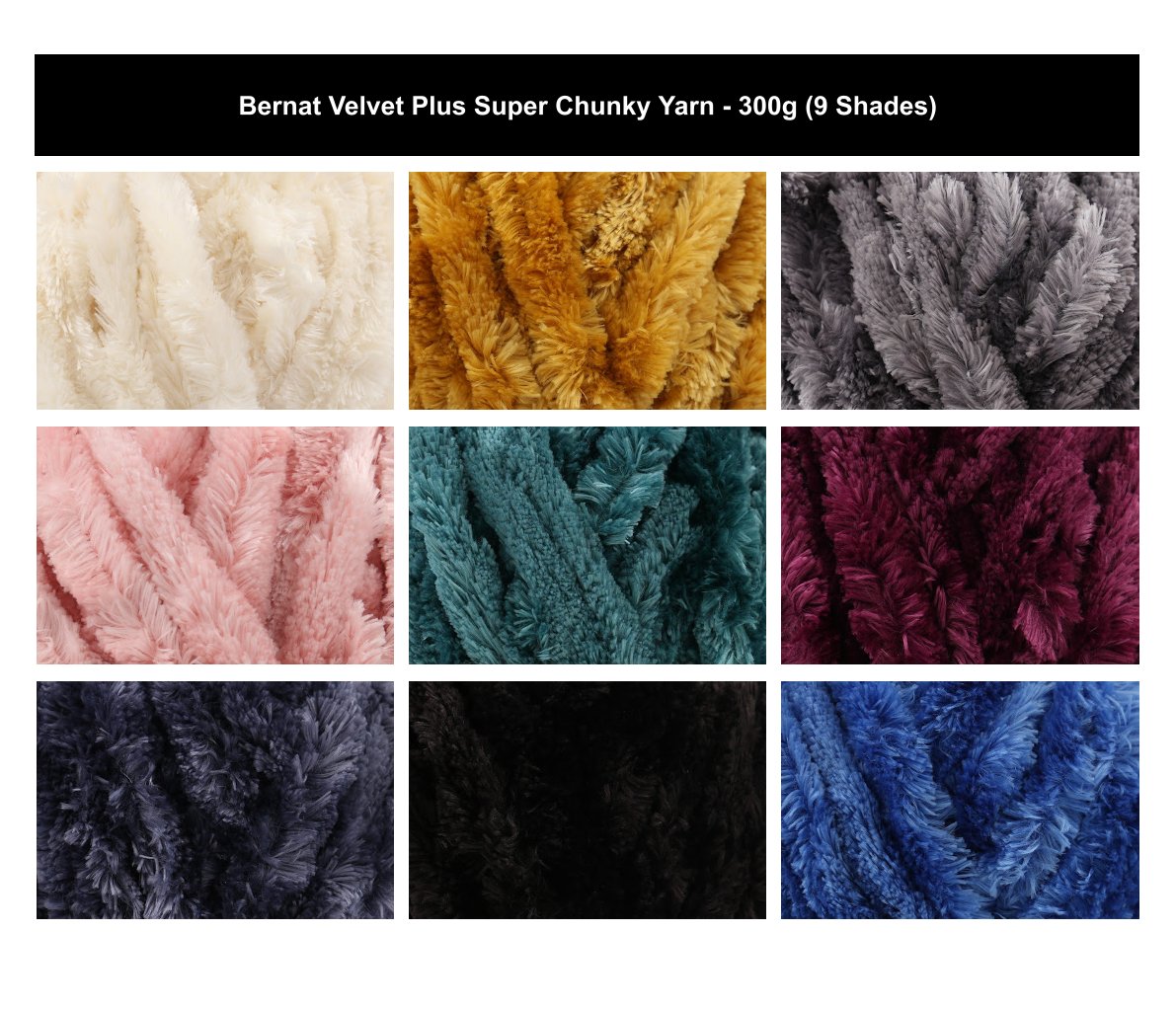 Bernat Velvet Plus Super Chunky Yarn - 300G, 100% Polyester Soft Chenille Luxurious Knitting Wool for Blankets, Cushions, Throws & Home Decor Projects