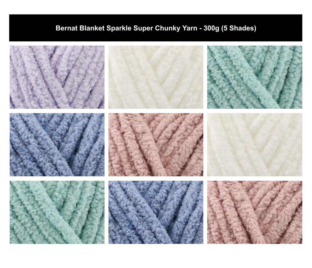 Bernat Blanket Sparkle Super Chunky Yarn - 300G, 100% Polyester Soft Chenille Glitter Shimmer Thick Knitting & Crochet Yarn for Blankets, Cushions & Throws