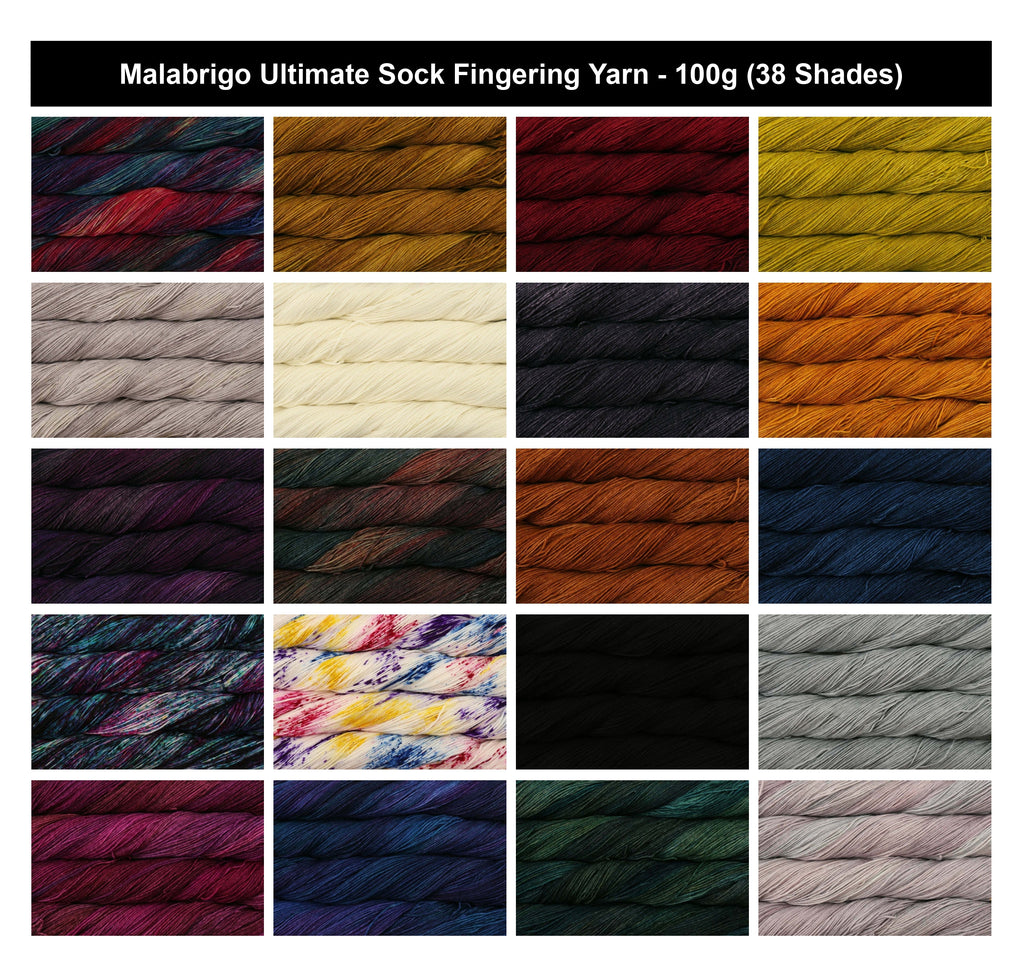Malabrigo Ultimate Fingering Sock Yarn - 100g, Merino Wool & Nylon Blend 4 Ply Hand Dyed Crochet Knitting Sock Yarn for Socks, Shawls, Scarves