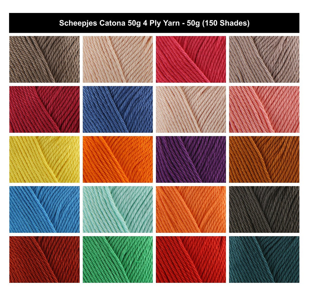 Scheepjes Catona 4 Ply Crochet Yarn - 50g, Luxury 100% Mercerised Cotton Baby-Safe Fingering Weight Knitting Wool for Amigurumi, Blankets & Toys