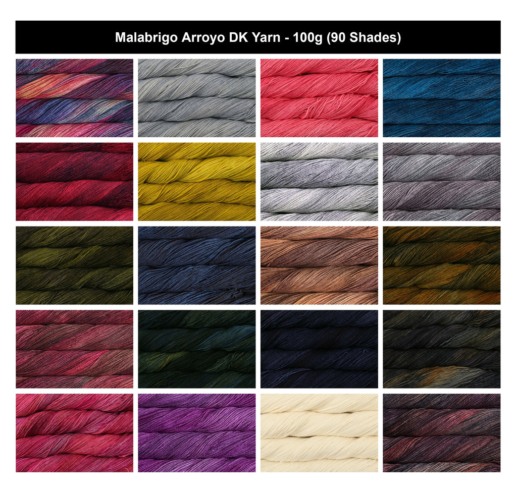 Malabrigo Arroyo DK Crochet Yarn - 100g, 100% Superwash Merino Wool, Hand Kettle-Dyed Lightweight Knitting & Crochet Yarn for Soft Baby & Garment
