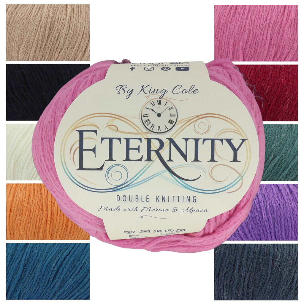 King Cole Eternity DK Yarn 70% Extra Fine Merino Wool 12% Alpaca & 18% Polyamide, 180m Soft Durable Double Knit Yarn - 50g