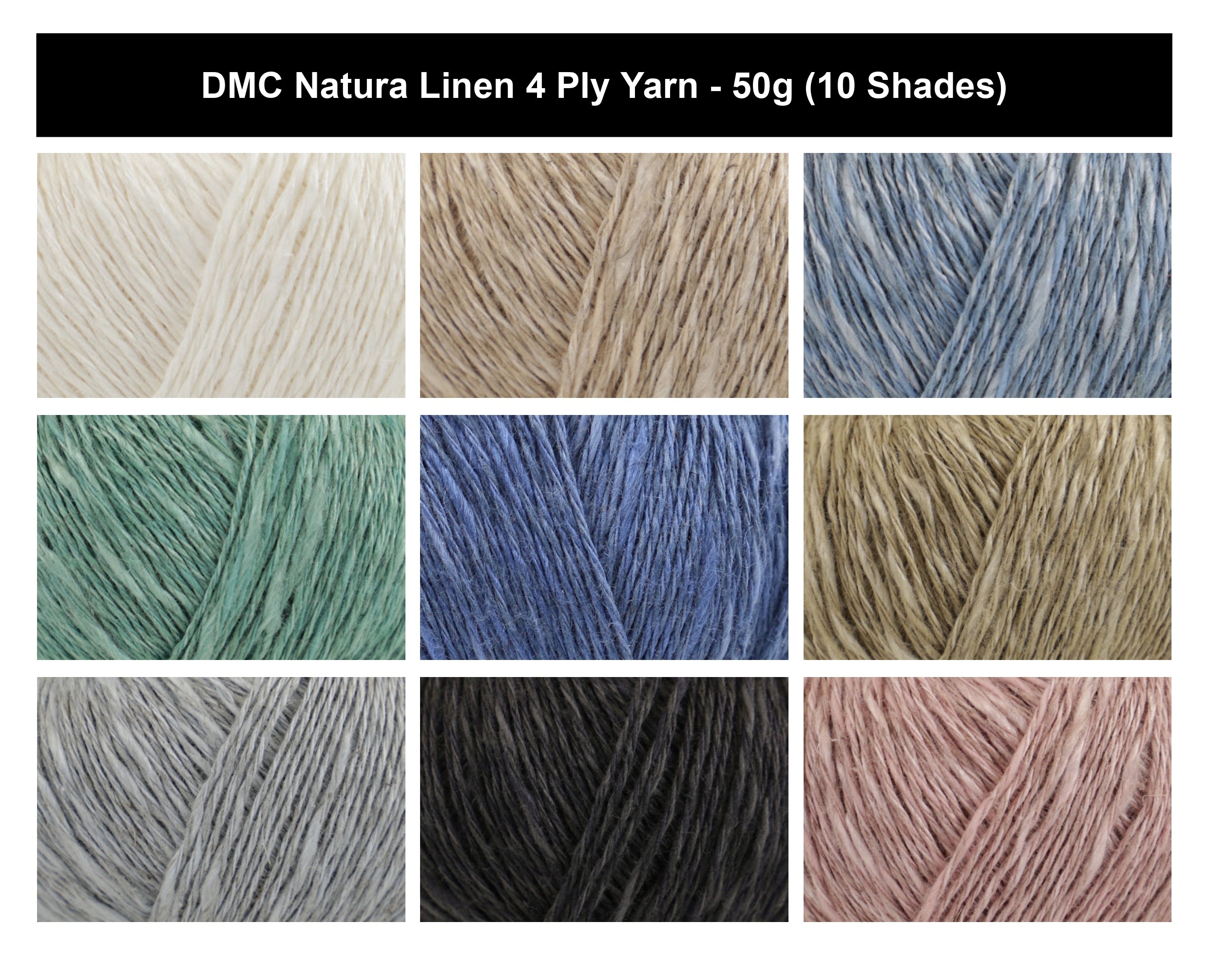 DMC Natura Linen 4 Ply Crochet Yarn - 50g, Lightweight Linen Cotton Blend Knitting Yarn for Summer Garments, Tops & Accessories