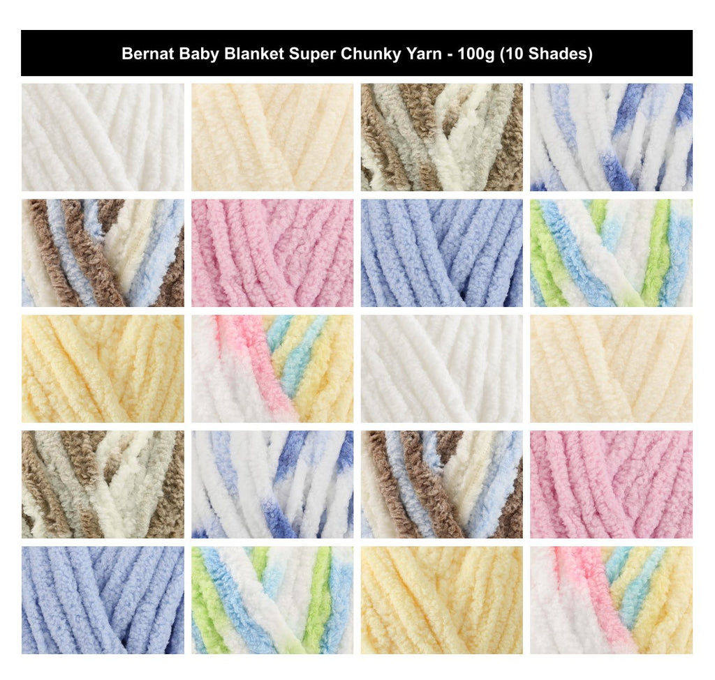 Bernat Baby Blanket Super Chunky Yarn - 100G, Luxury 100% Polyester Soft Chenille Style Plush Texture Crochet Knitting Wool for Baby Blanket & Garments