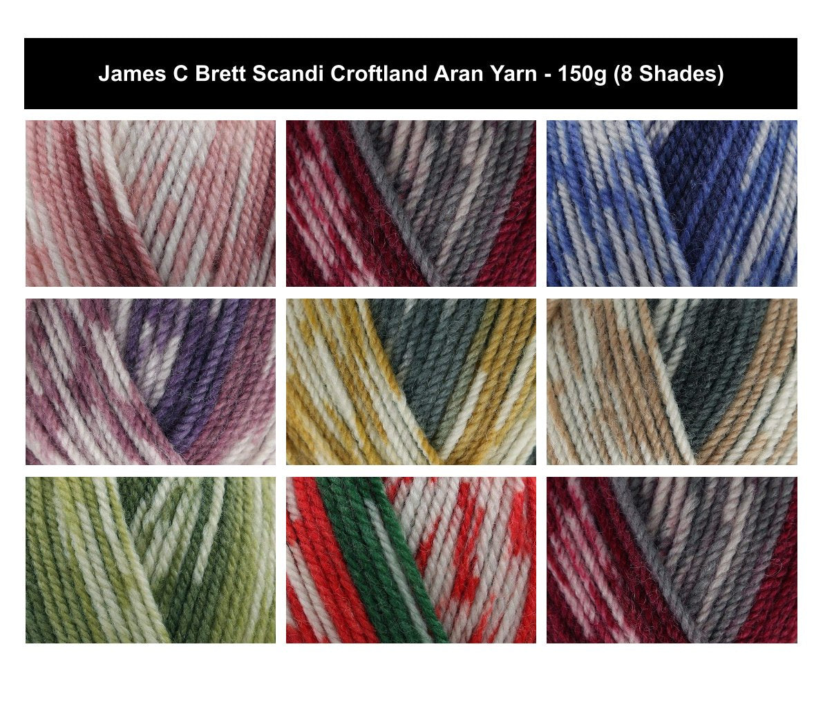 James C Brett Scandi Croftland Yarn - 150g, Self Patterning Acrylic Wool Blend Aran Weight Yarn for Crochet & Knitting - Cosy Sweaters, Jumpers, Cardigans & Blankets