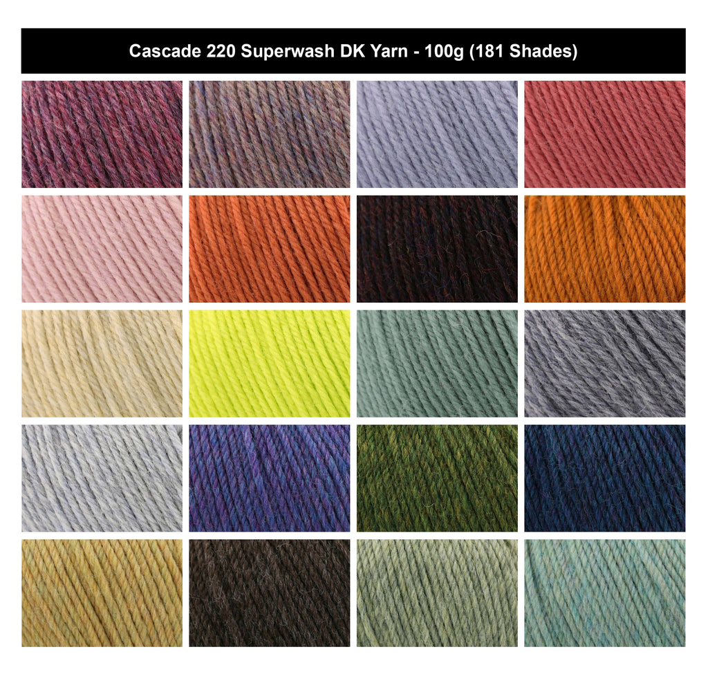 Cascade 220 Superwash DK Yarn - 100g, 100% Superwash Wool Easy-To-Work Double Knitting Yarn for Blankets, Toys & Everyday Accessories