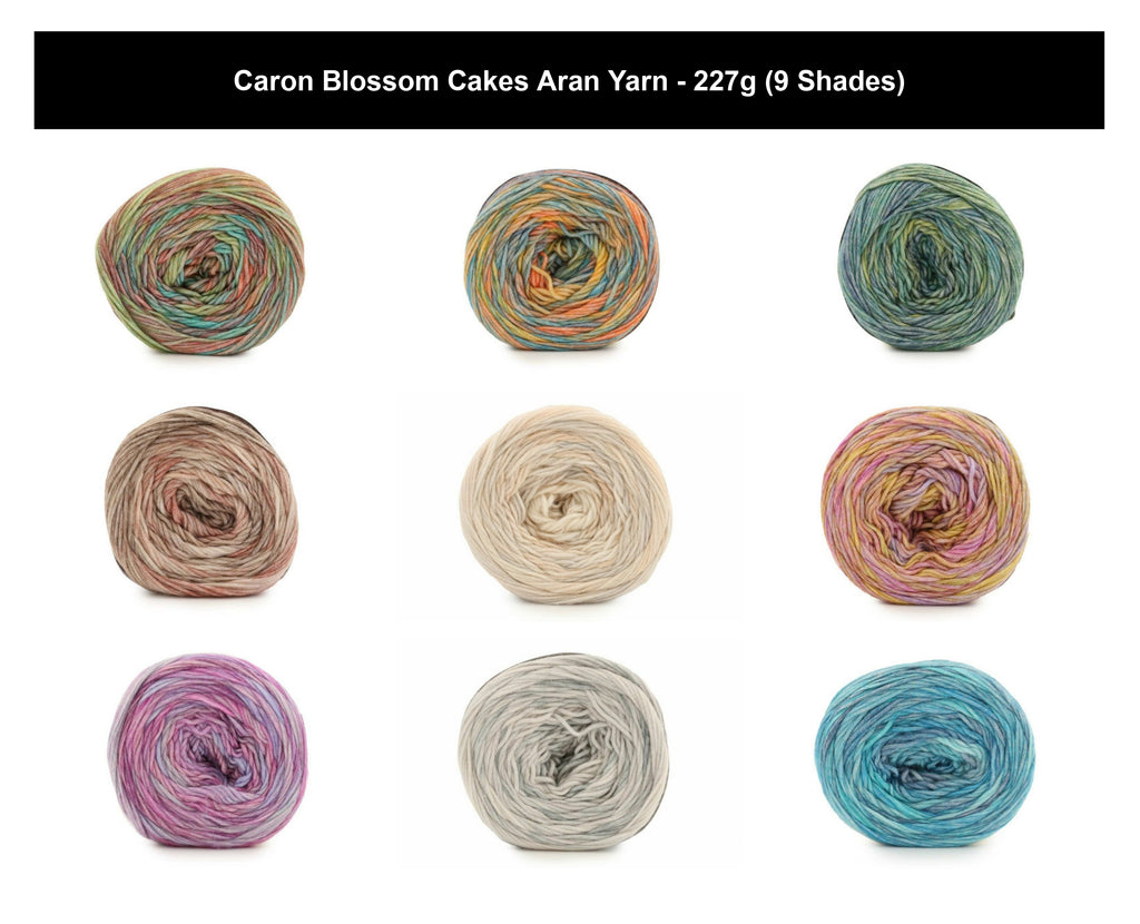 Caron Blossom Cakes Aran Yarn - 227g, Cotton Acrylic Blend Gradient Cake Yarn for Knitting & Crochet, Limited Edition Wool for Shawls, Wraps & Cardigans