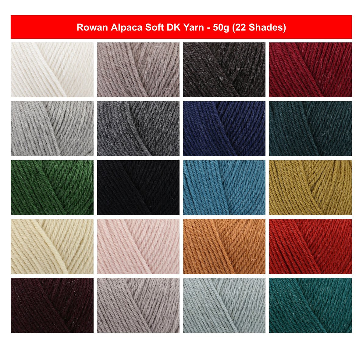Rowan Alpaca Soft DK Luxury Crochet Yarn - 50g, Merino Wool Alpaca Blend Double Knitting Wool Yarn for Cardigans, Jumpers, Hats & Scarves