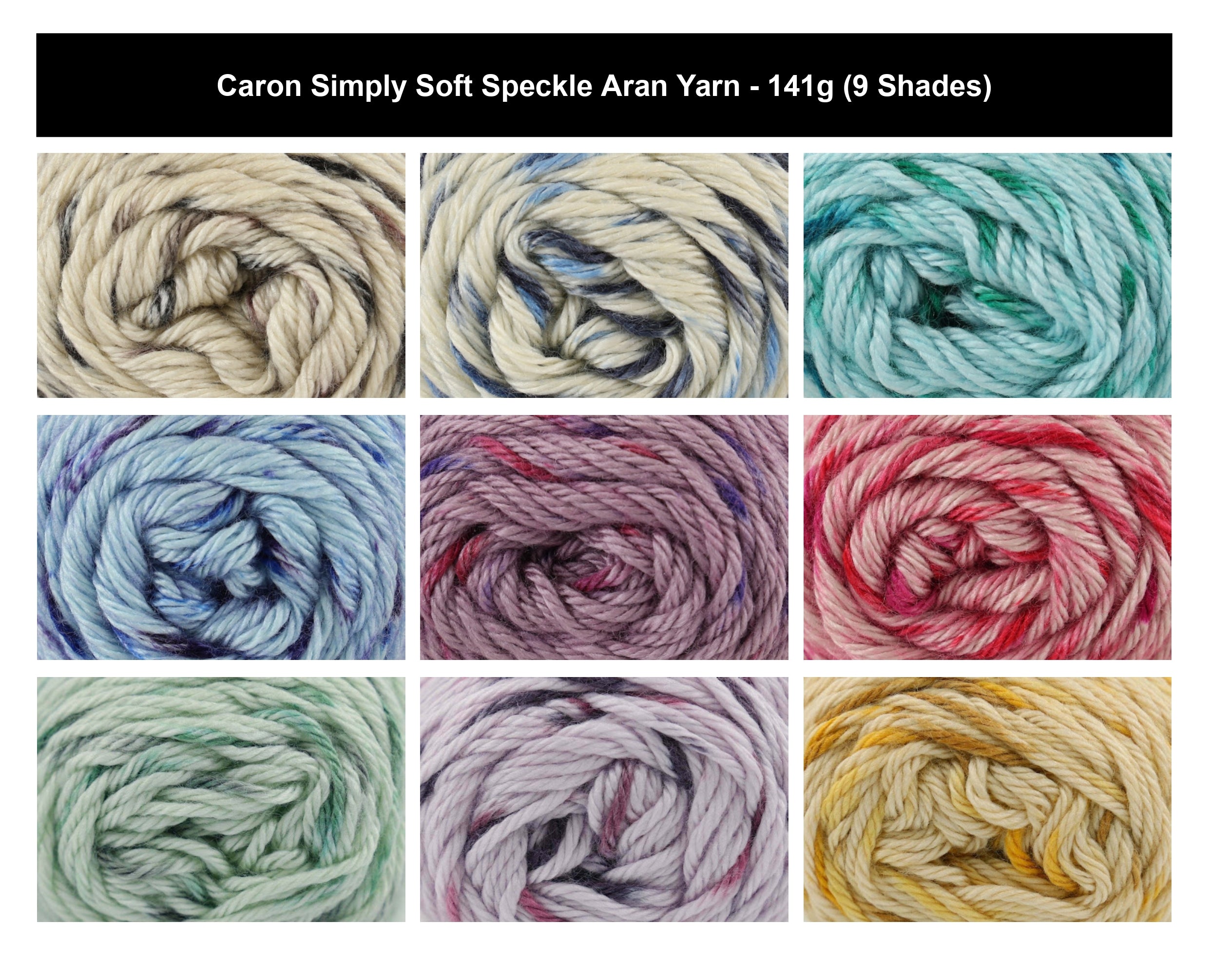Caron Simply Soft Speckle Aran Yarn - 141g, Soft 100% Acrylic Speckled Knitting & Crochet Yarn, Ideal for Sweaters, Blankets & Home Projects