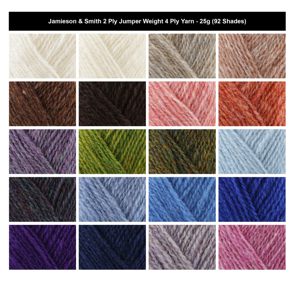 Jamieson & Smith 2 Ply Jumper Weight 4 Ply Yarn - 25g, 100% Shetland Wool Yarn Fair Isle Colourwork Knitting Yarn, Heather Shades for Jumpers, Hats, Scarves & Knitwear