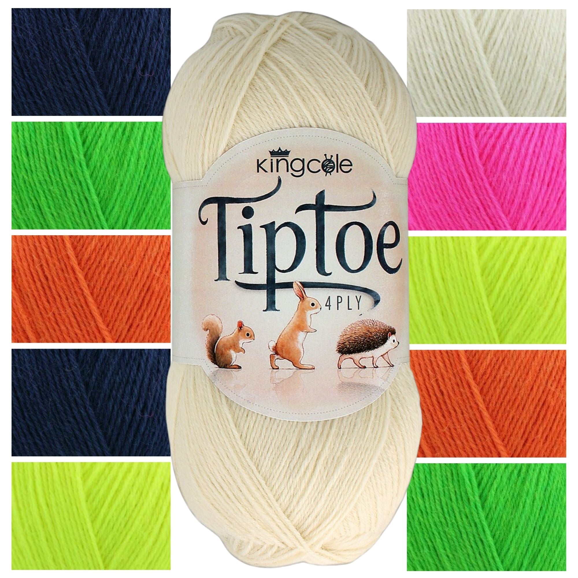 King Cole Tiptoe 4?Ply Yarn 75% Superwash Wool 25% Nylon 400m Lightweight Sock & Accessory Knitting Yarn - 100g
