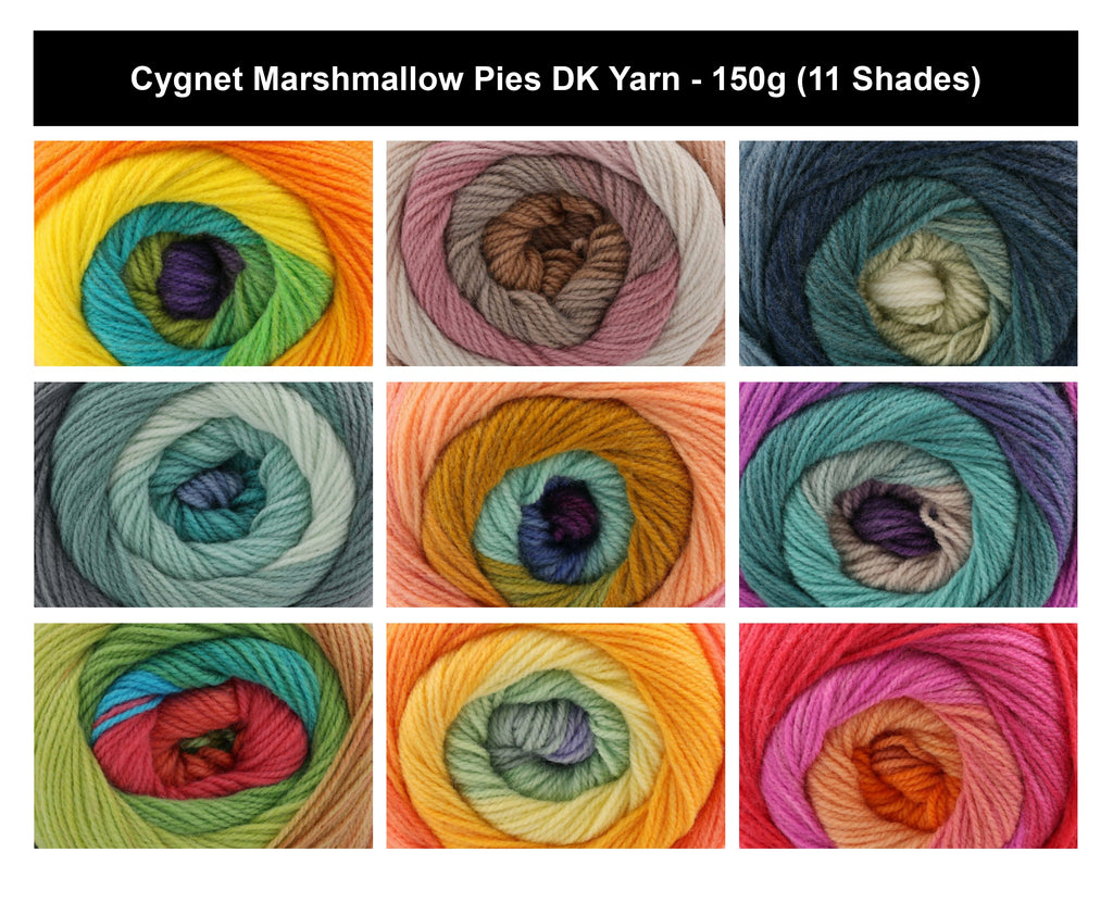 Cygnet Marshmallow Pies DK Yarn - 150g, Soft 100% Acrylic Self Striping Crochet Double Knitting Cake Yarn for Shawls, Cardigans, Blanket & Accessories