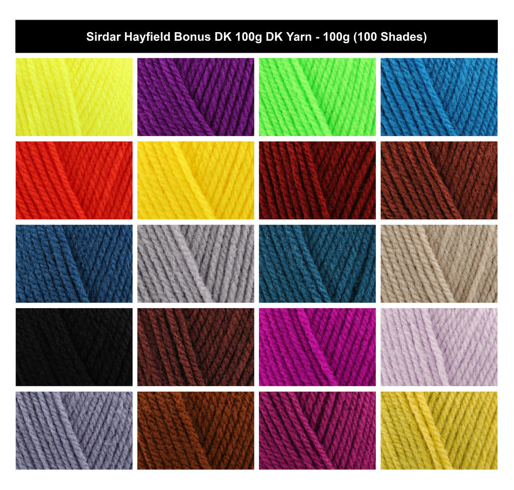 Sirdar Hayfield Bonus DK Crochet Yarn - 100g, 100% Acrylic Double Knitting Wool Yarn for Toys, Accessories, Garments & Blankets