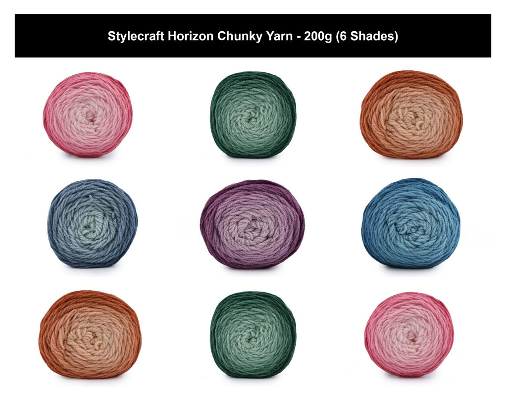 Stylecraft Horizon Chunky Ombré Crochet Yarn - 200g, Acrylic Wool Blend Gradient Knitting Wool for Jumpers, Cardigans & Cosy Accessories