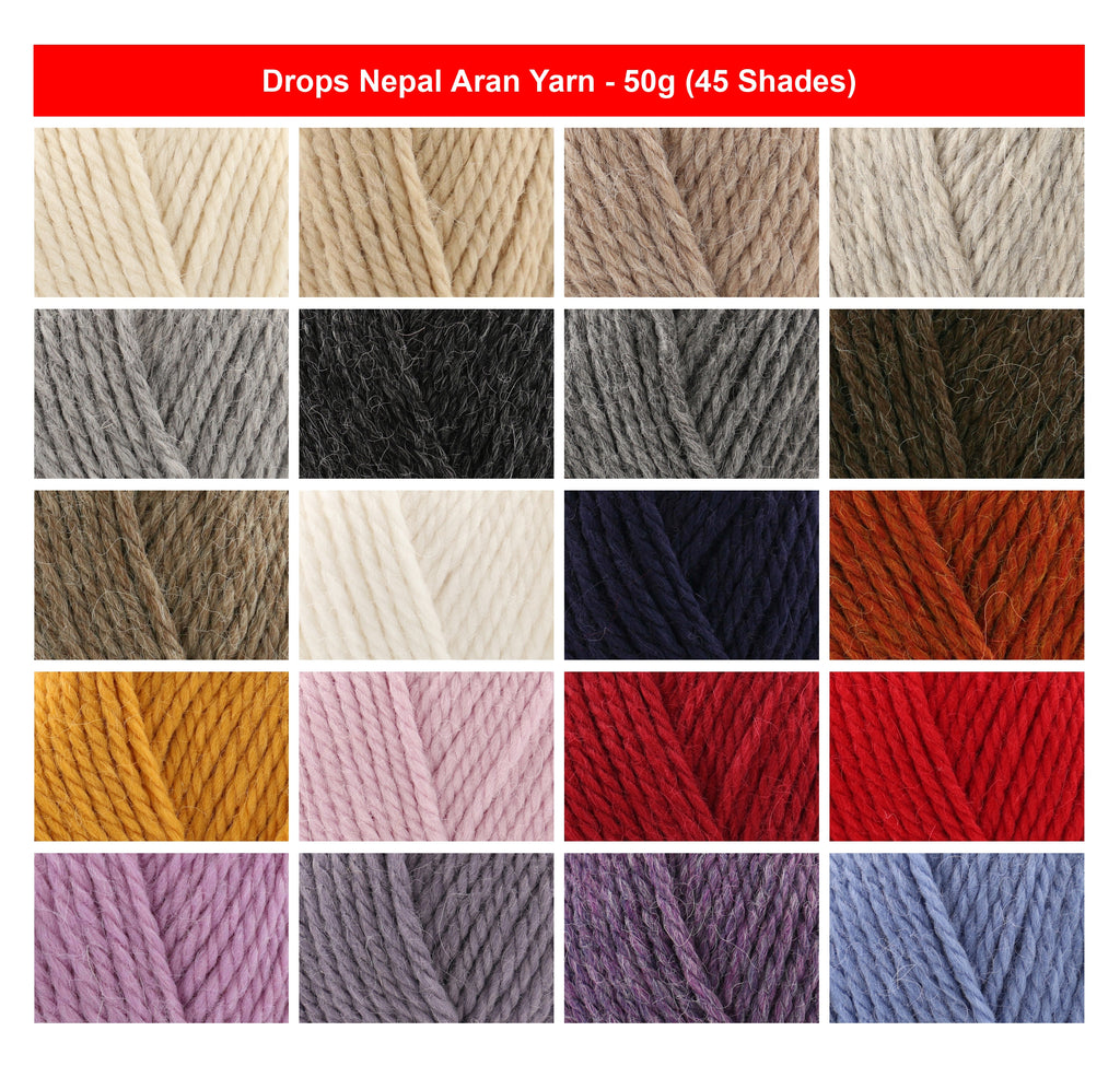 Drops Nepal Aran Yarn for Crochet - 50g, Luxury Wool & Alpaca Blend Rustic Texture Soft Knitting Wool for Felted Sweaters, Accessories & Home Décor