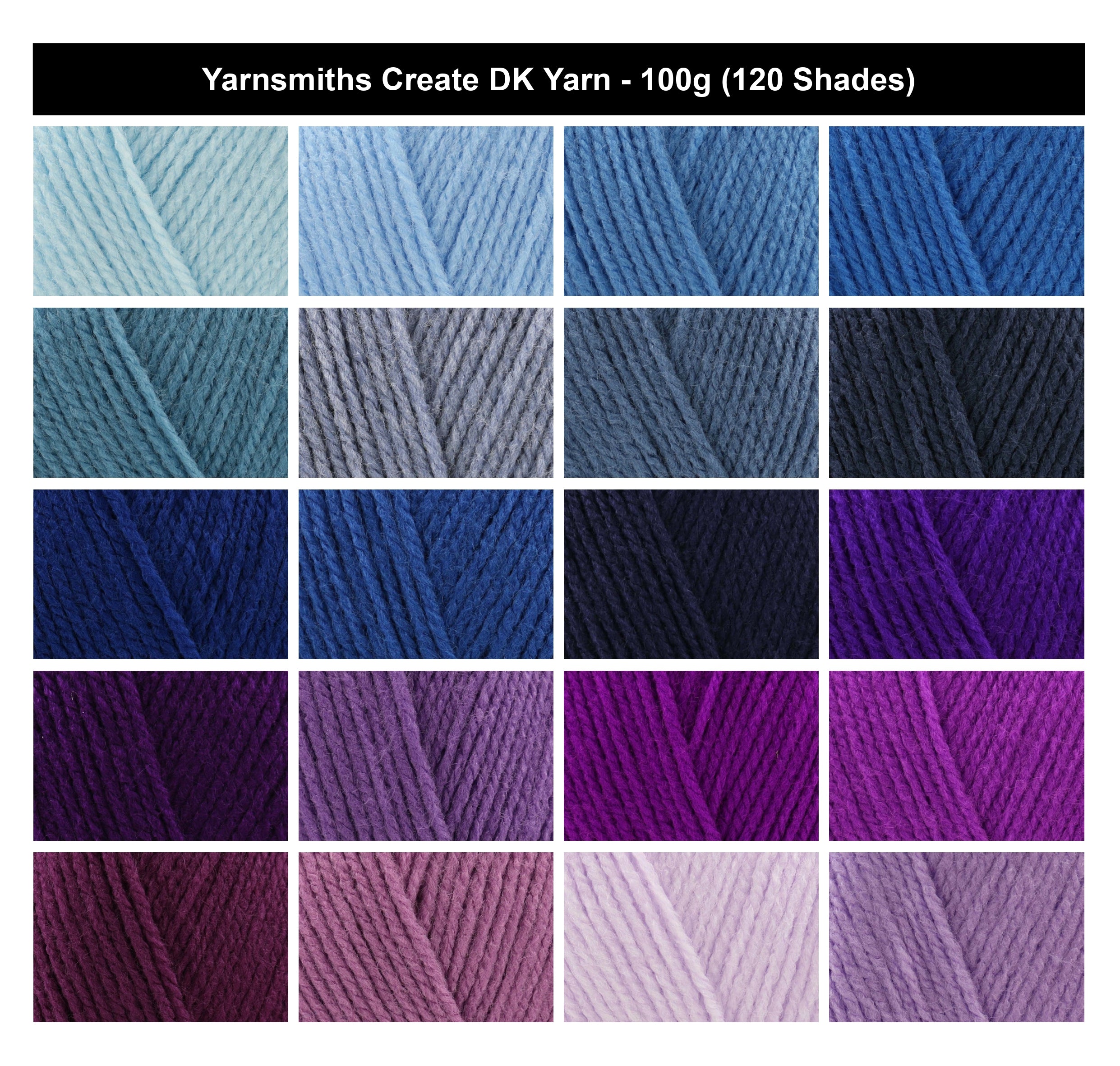 Yarnsmiths Create DK Yarn for Crochet - 100g, 100% Acrylic Soft Double Knitting Wool for Blanket, Dolls & Everyday Garments