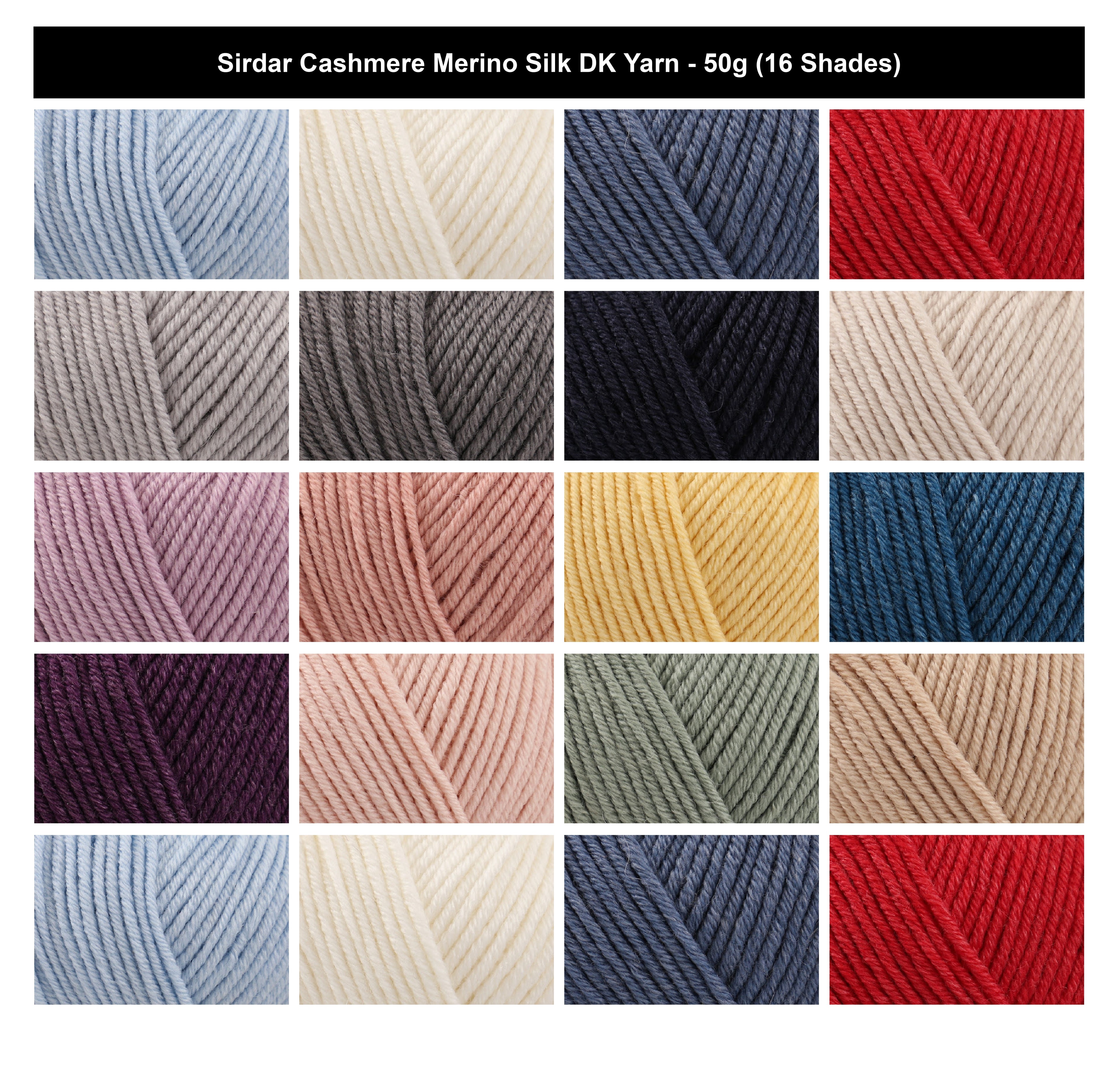 Sirdar Cashmere Merino Silk DK Crochet Yarn - 50g, Luxury Silk, Wool & Cashmere Blend Double Knitting Wool Yarn for Cardigans, Jumpers & Accessories