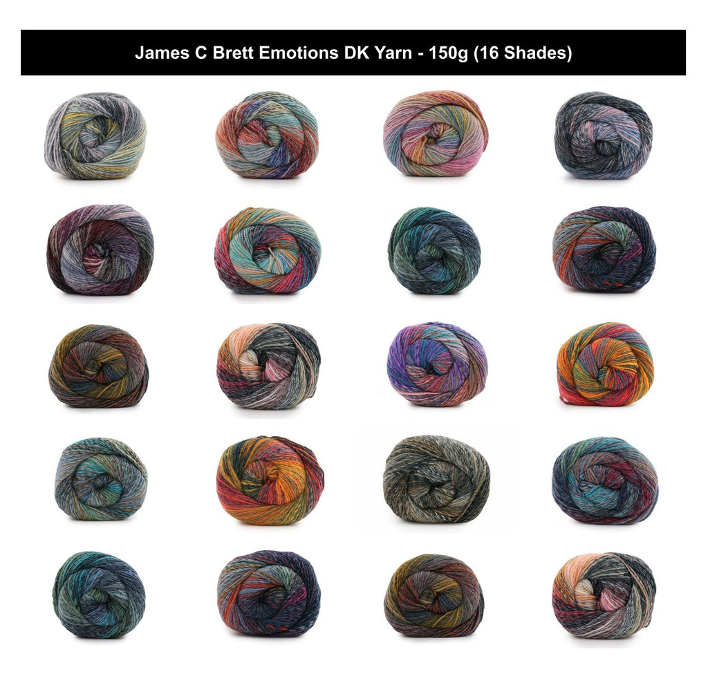 James C Brett Emotions DK Cake Yarn - 150g, 100% Acrylic Self-Striping Double Knitting Crochet Yarn for Jumpers, Sweaters, Cardigans & Blankets
