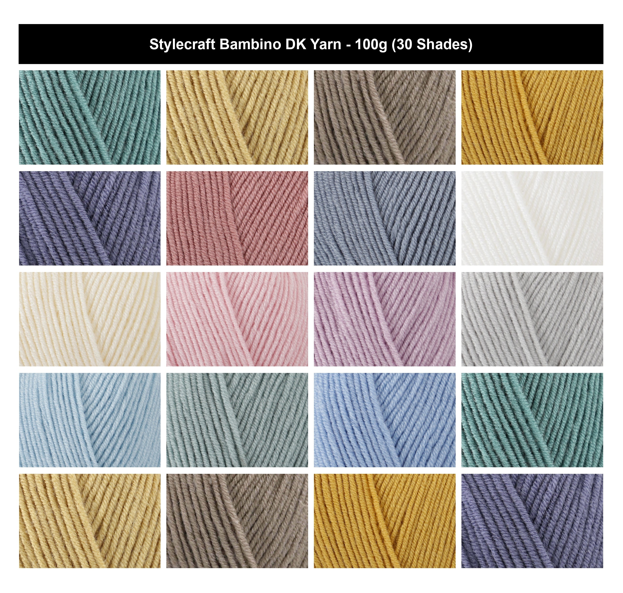 Stylecraft Bambino DK Anti-Pilling Baby Yarn - 100g, Soft 100% Acrylic Baby Crochet Double Knitting Pastel Shades Wool for Garments, Accessories, Blankets & Toys