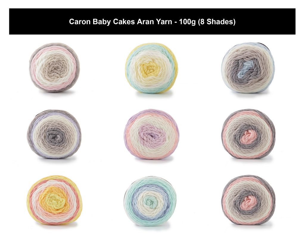 Caron Baby Cakes Crochet Aran Yarn - 100g, Soft Acrylic Nylon Blend Self-Striping Pastel Shades Knitting Cake Yarn for Baby Clothes & Blankets