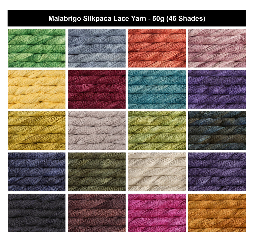Malabrigo Silkpaca Lace Crochet Yarn - 50g, Luxury Silk Baby Alpaca Blend, Lace Weight Hand Kettle Dyed Knitting Yarn for Shawls, Scarves & Lace Projects