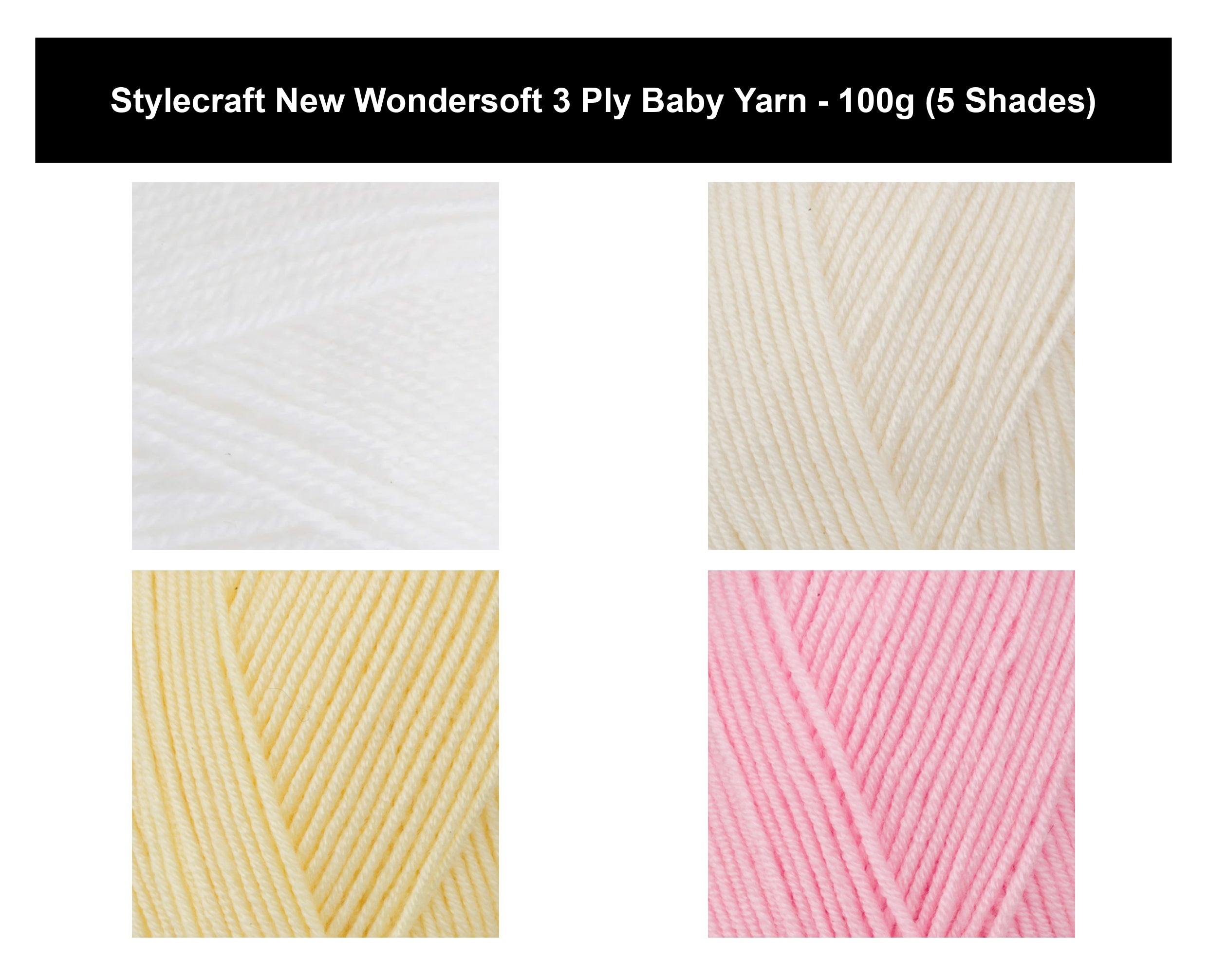 Stylecraft New Wondersoft 3 Ply Baby Yarn - 100g, Acrylic & Cashmere-Feel Polyamide Blend Crochet & Knitting Yarn for Baby Garments & Accessories