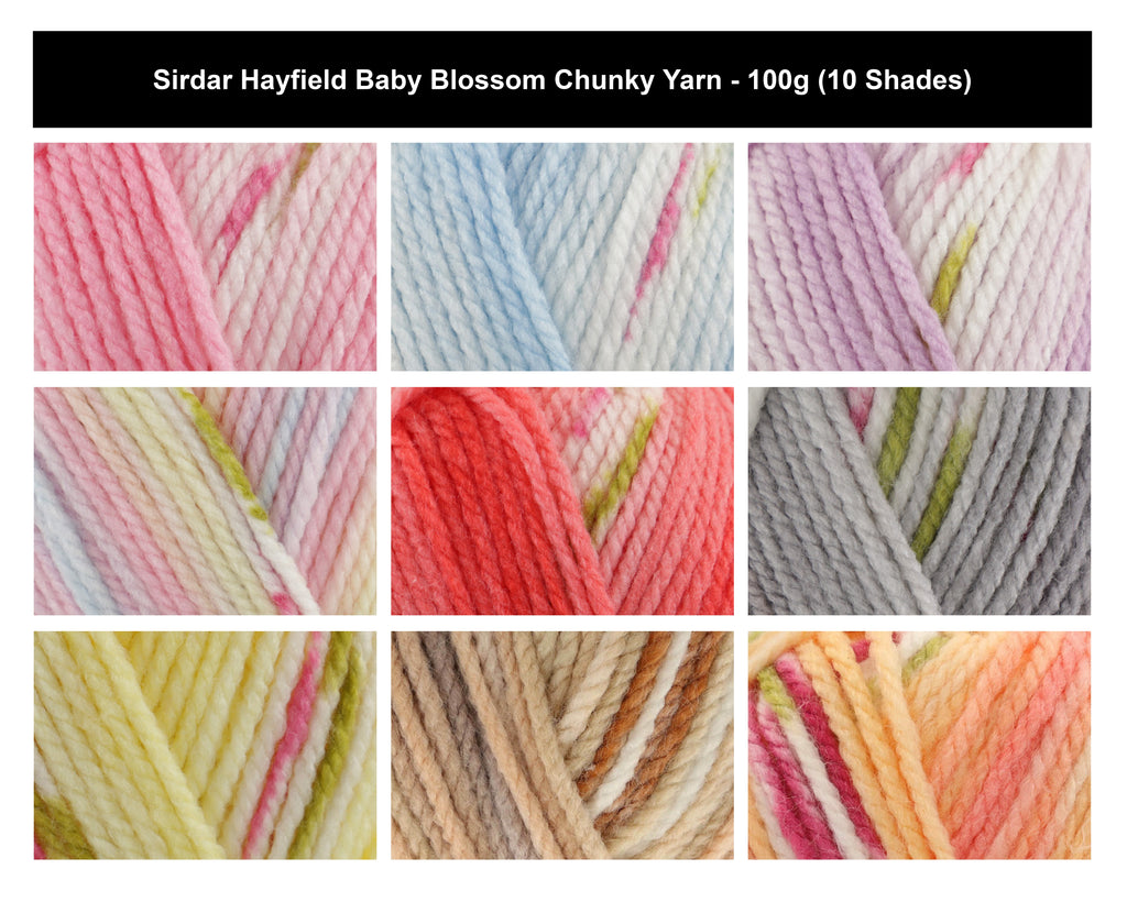 Sirdar Hayfield Baby Blossom Chunky Yarn - 100g, Acrylic Nylon Blend, Self-Patterning Floral Pastel Yarn for Hand Knitting Baby & Children’s Garments