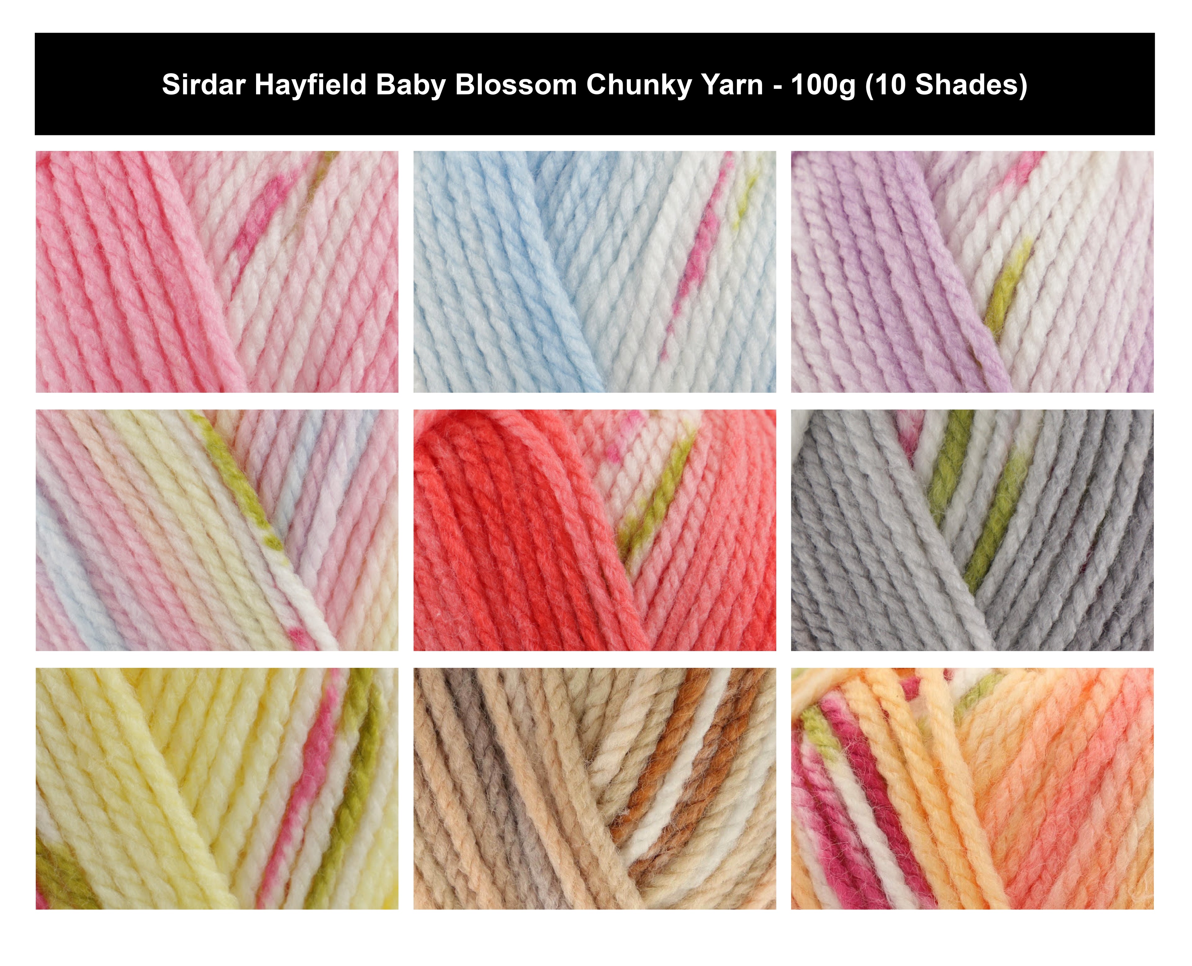 Sirdar Hayfield Baby Blossom Chunky Yarn - 100g, Acrylic Nylon Blend, Self-Patterning Floral Pastel Yarn for Hand Knitting Baby & Children’s Garments