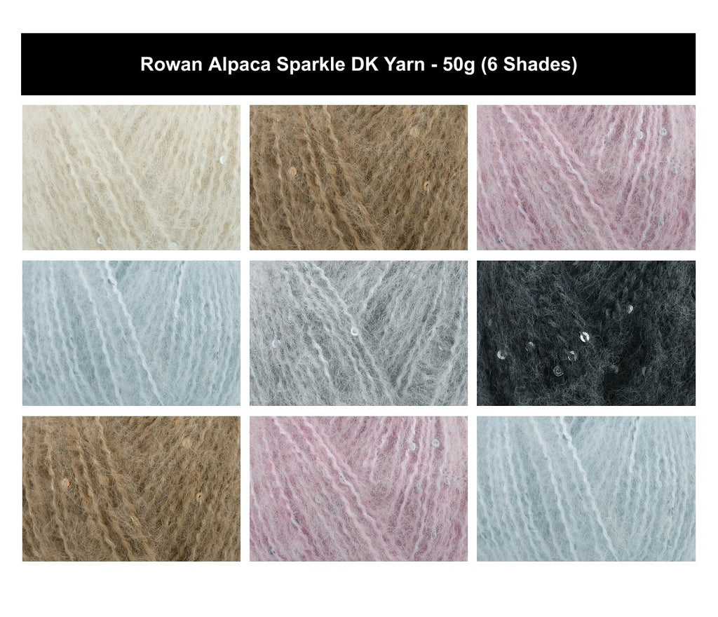 Rowan Alpaca Sparkle DK Weight Yarn - 50g, Soft Alpaca, Wool, Cotton Blend Double Knitting Crochet Yarn for Jumpers & Scarves