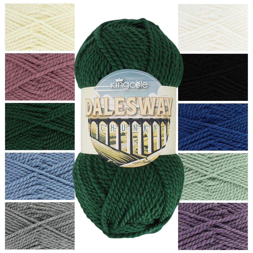 King Cole Dalesway Chunky Yarn 75% Acrylic & 25% Wool, Soft Chunky Knit & Crochet Yarn, 138m for Sweaters & Cozy Accessories - 100g