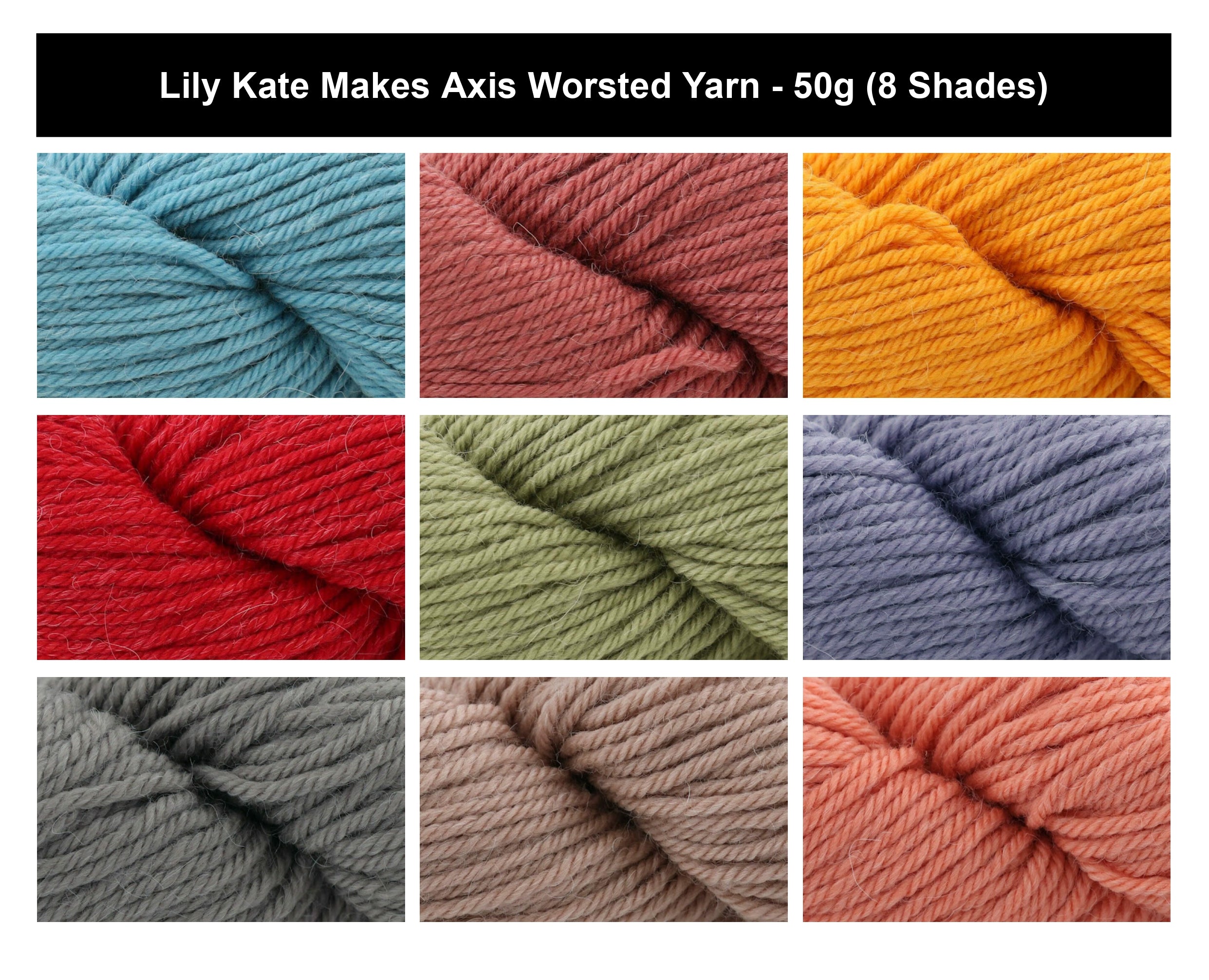 Lily Kate Makes Axis Worsted Crochet Yarn - 50g, Luxury Merino Wool & Suri Alpaca Blend High-End Knitting Wool for Sweaters, Cardigans, Shawls & Hats