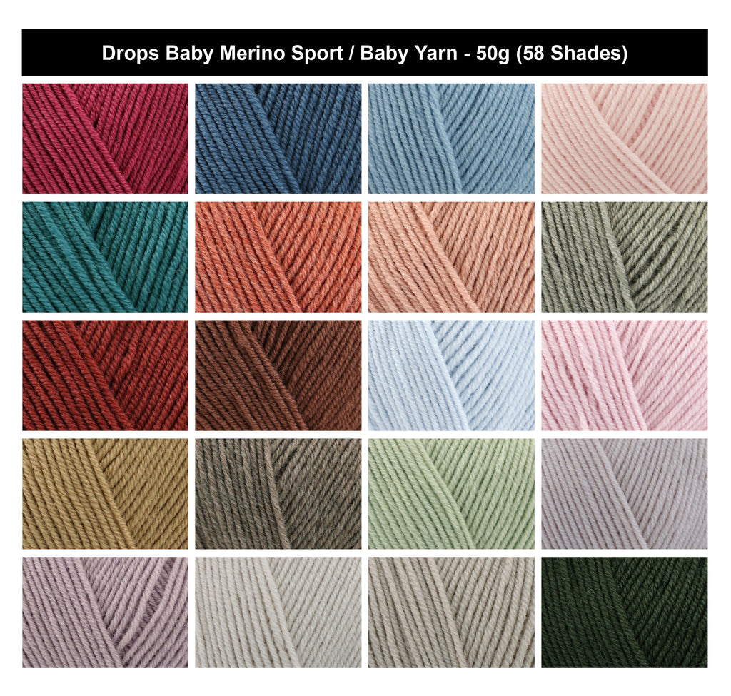 Drops Baby Merino Sport Crochet Yarn - 50g, Luxury 100% Merino Wool Lightweight Soft Non-Itchy Knitting Wool for Baby Clothes, Blankets & Accessories