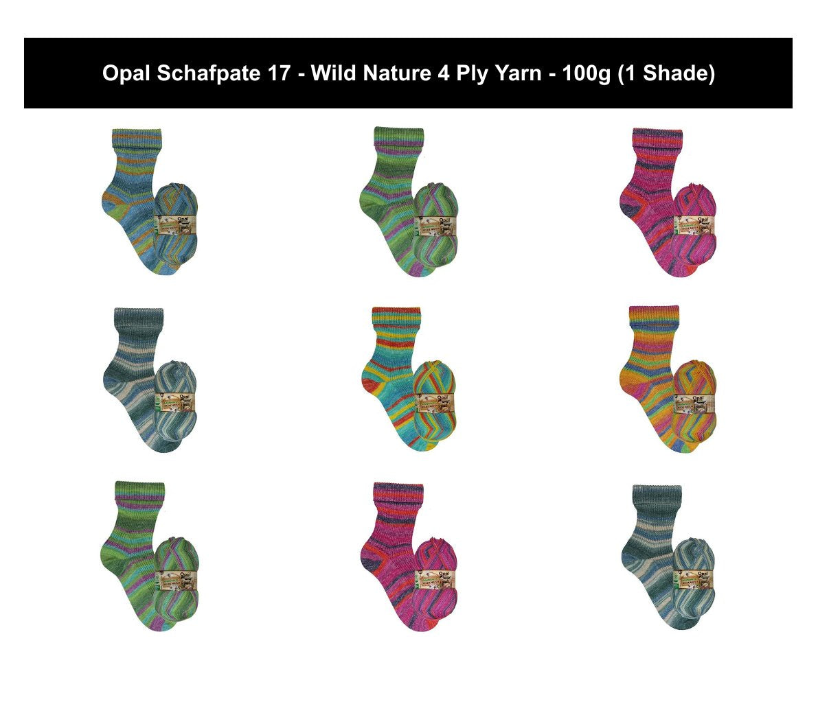 Opal Schafpate 17 Wild Nature Yarn - 100g, Wool Blend 4 Ply Self-Striping Crochet Knitting Sock Yarn for Hats, Scarves, Gloves & Baby Garments