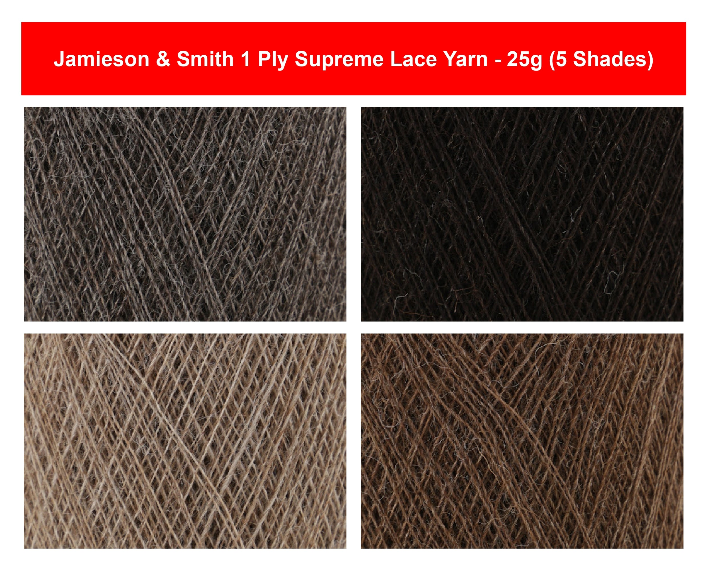 Jamieson & Smith 1 Ply Supreme Lace Yarn - 25g, 100% Shetland Wool Lace Weight Crochet & Knitting Yarn for Traditional Shawls, Christening Gowns & Heritage Projects