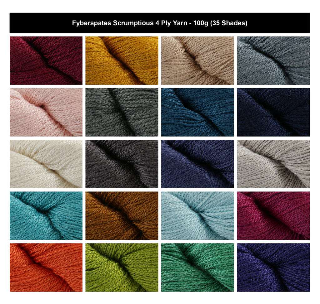 Fyberspates Scrumptious 4 Ply Crochet Yarn - 100g, Luxury Merino Wool & Silk Blend Soft Lightweight Knitting Wool Hank for Shawls, Socks, Garments & Accessories