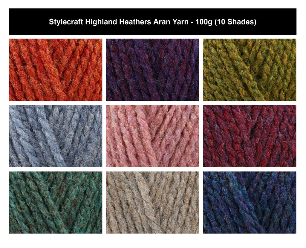 Stylecraft Highland Heathers Aran Yarn - 100g, 100% Acrylic Tweed Effect Crochet Knitting Wool Yarn for Jumpers, Sweaters & Cardigans