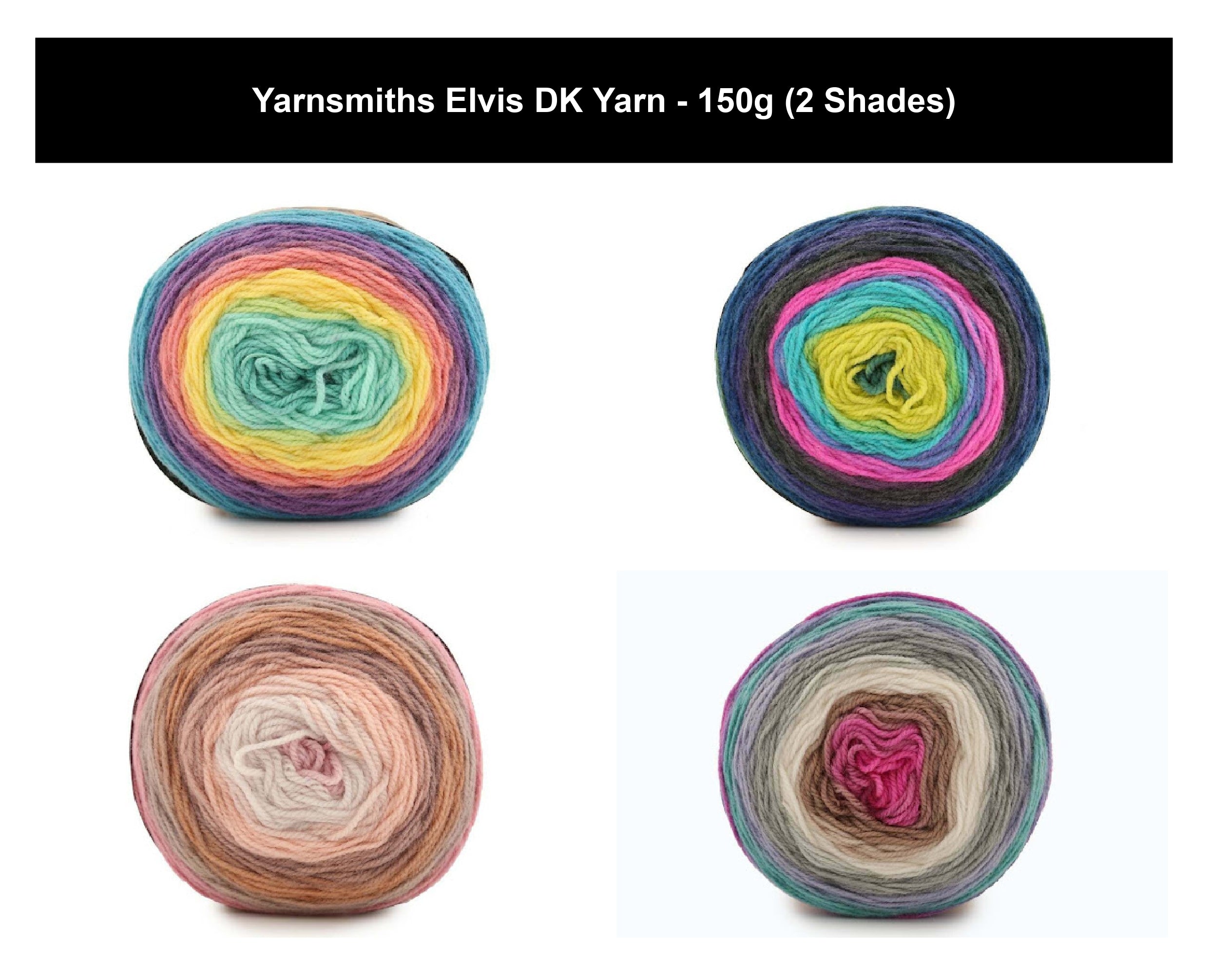 Yarnsmiths Elvis DK Yarn for Crochet & Knitting - 150g, Luxury 100% Acrylic Gradient Self-Striping Double Knit Wool Yarn Cake for Sweaters, Blankets & Afghans