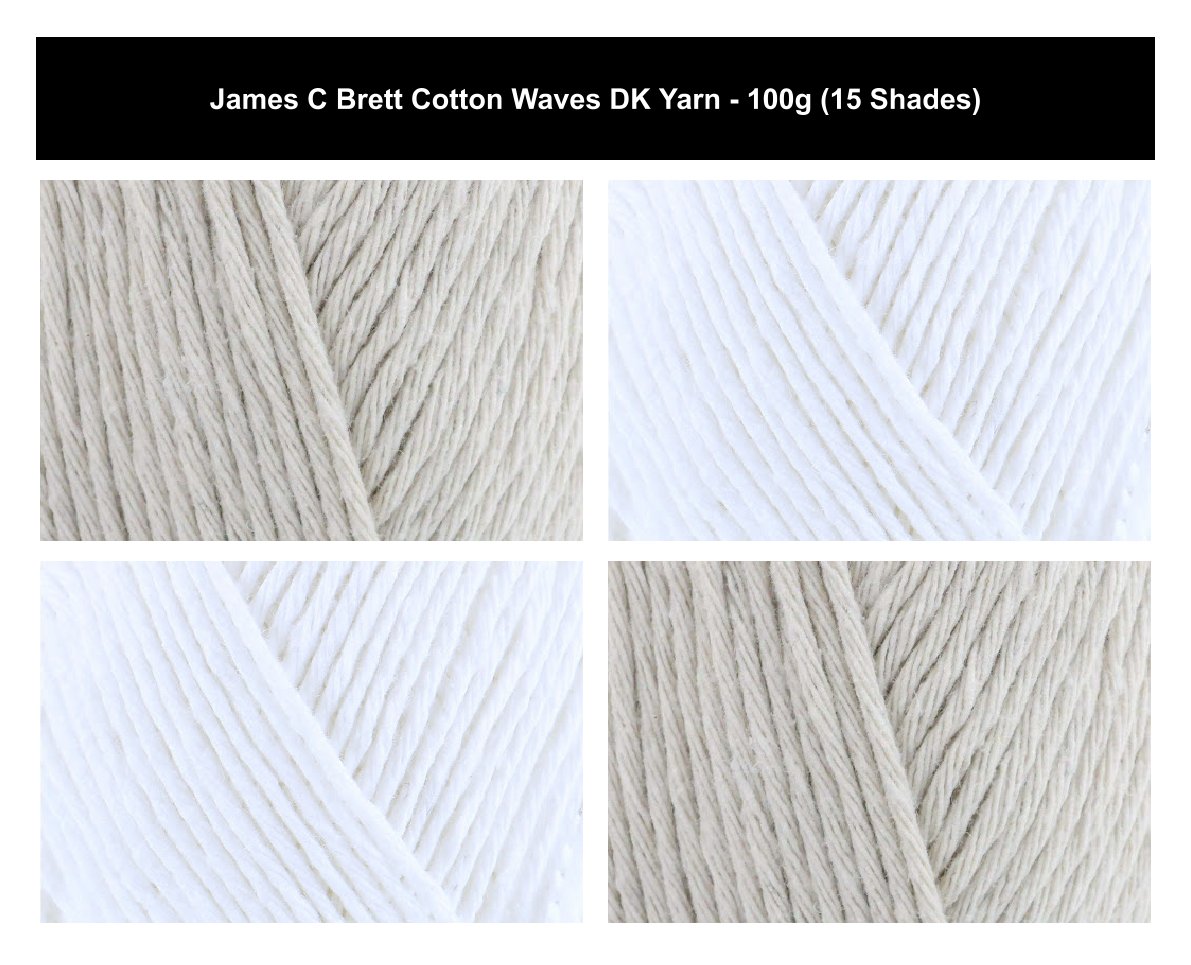 James C Brett Craft Cotton DK Crochet Yarn - 100g, 100% Cotton Double Knitting Yarn for Dishcloths, Mats & Home Accessories