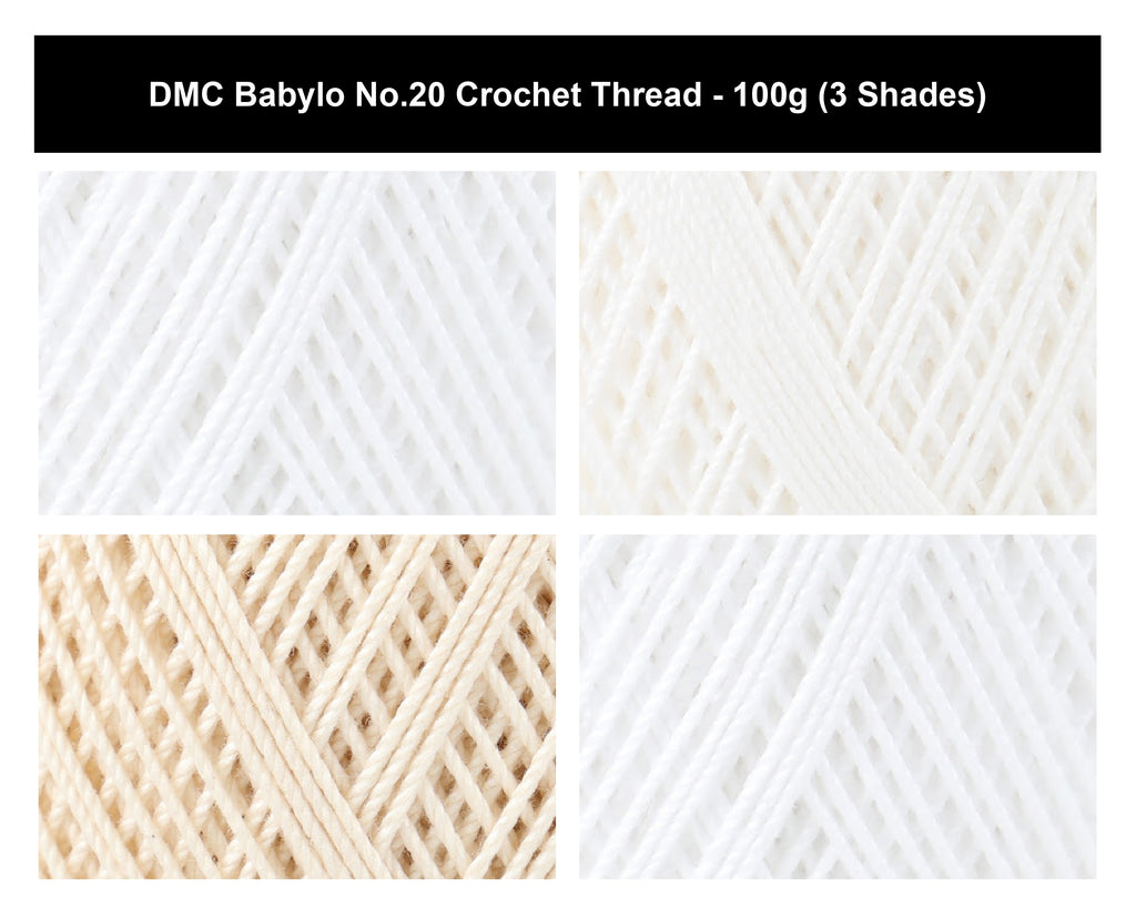 DMC Babylo No.20 Crochet Thread Yarn - 100g, 100% Mercerised Knitting Cotton Thread – Silky Smooth Yarn for Lace, Doilies & Fine Needlework