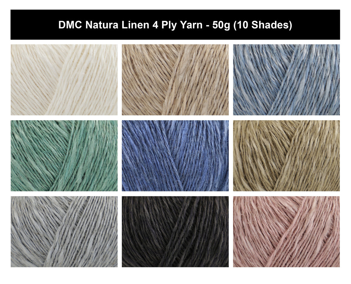 DMC Natura Linen 4 Ply Crochet Yarn - 50g, Lightweight Linen Cotton Blend Knitting Yarn for Summer Garments, Tops & Accessories