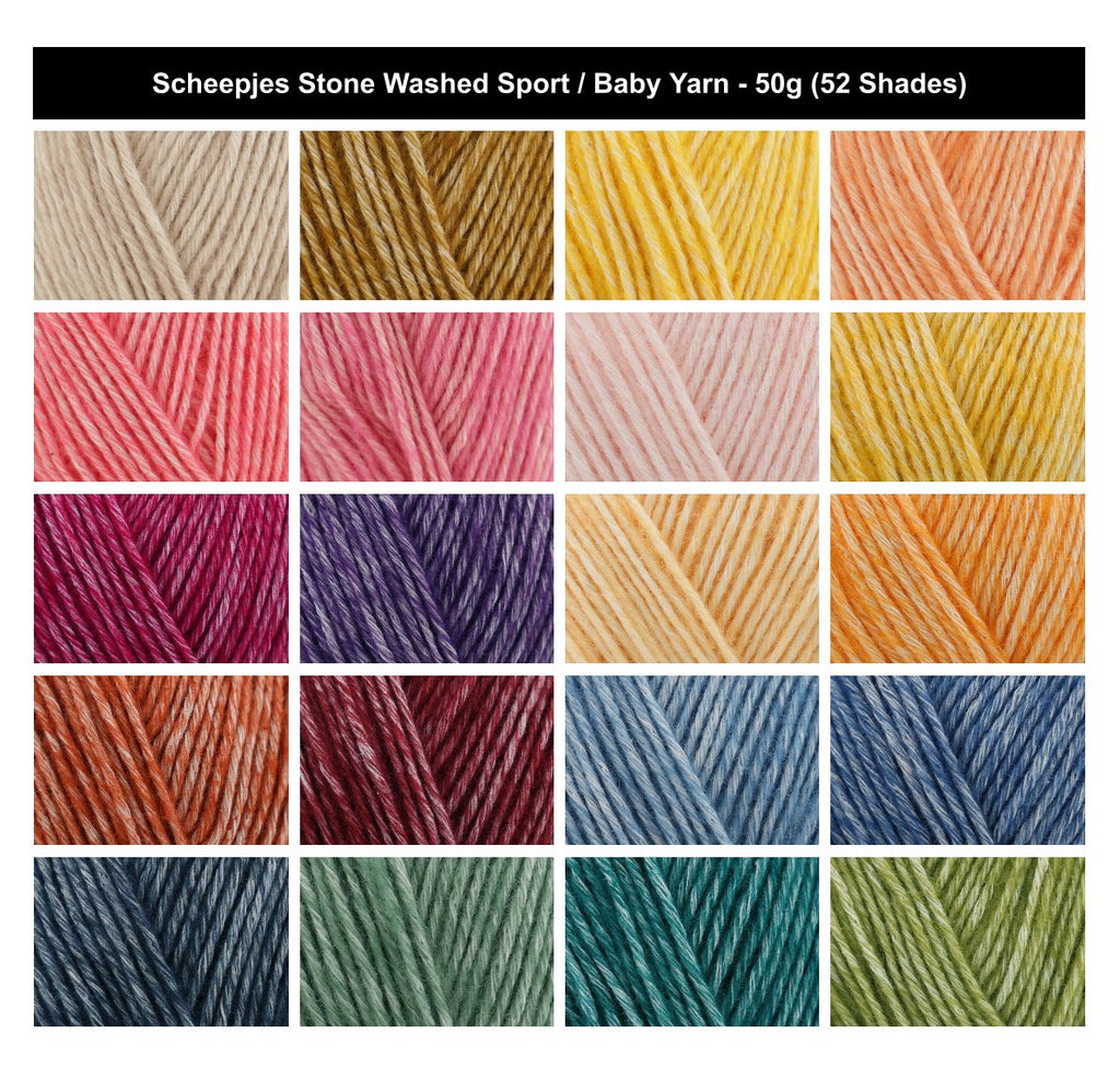 Scheepjes Stone Washed Baby Yarn - 50g, Cotton Acrylic Blend Sport Weight Knitting & Crochet Yarn With Soft Woolly Feel for Blankets, Garments & Amigurumi