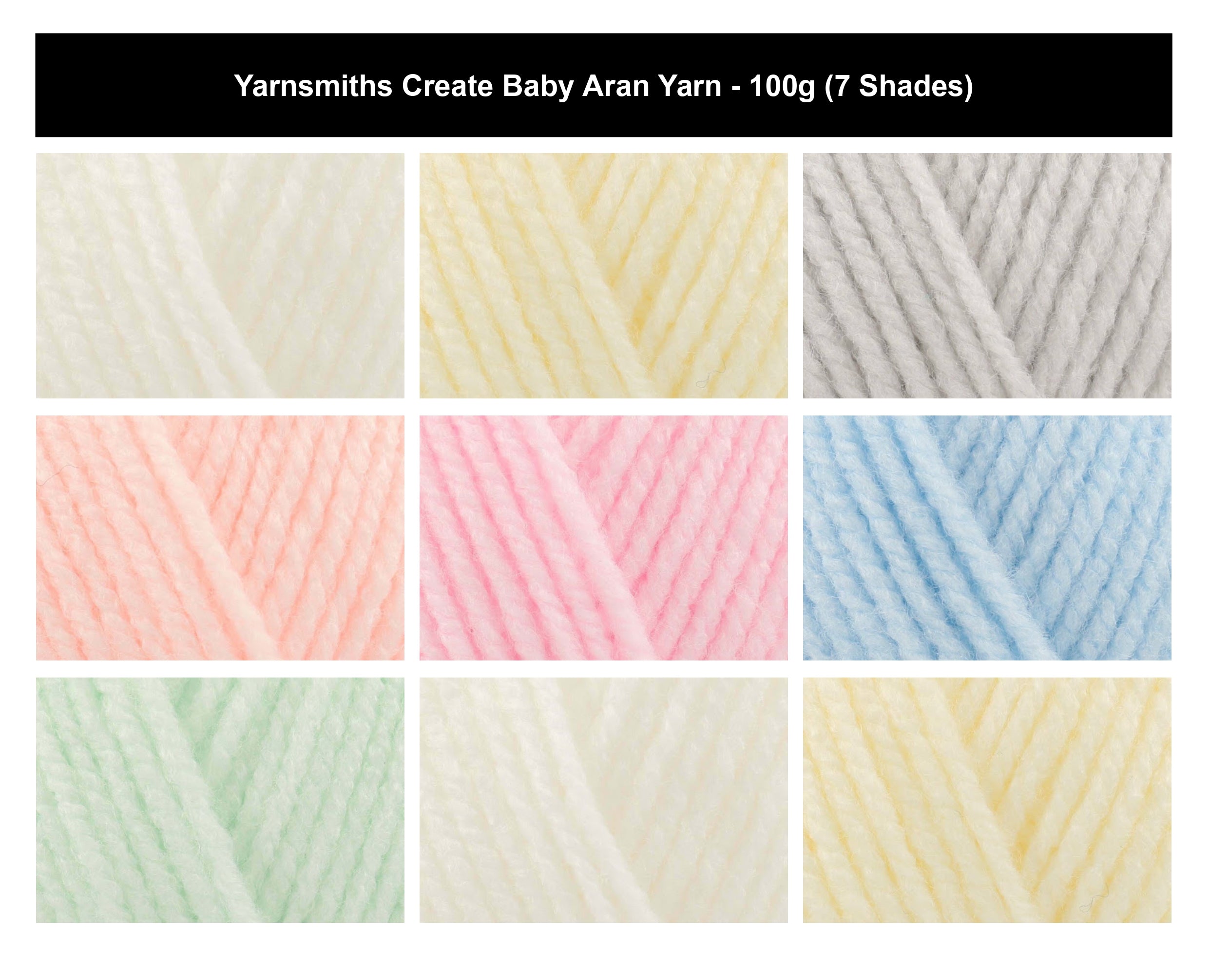 Yarnsmiths Create Baby Aran Yarn - 100g, 100% Acrylic Soft Pastel Shade Crochet & Knitting Wool for Baby Blankets and Clothes