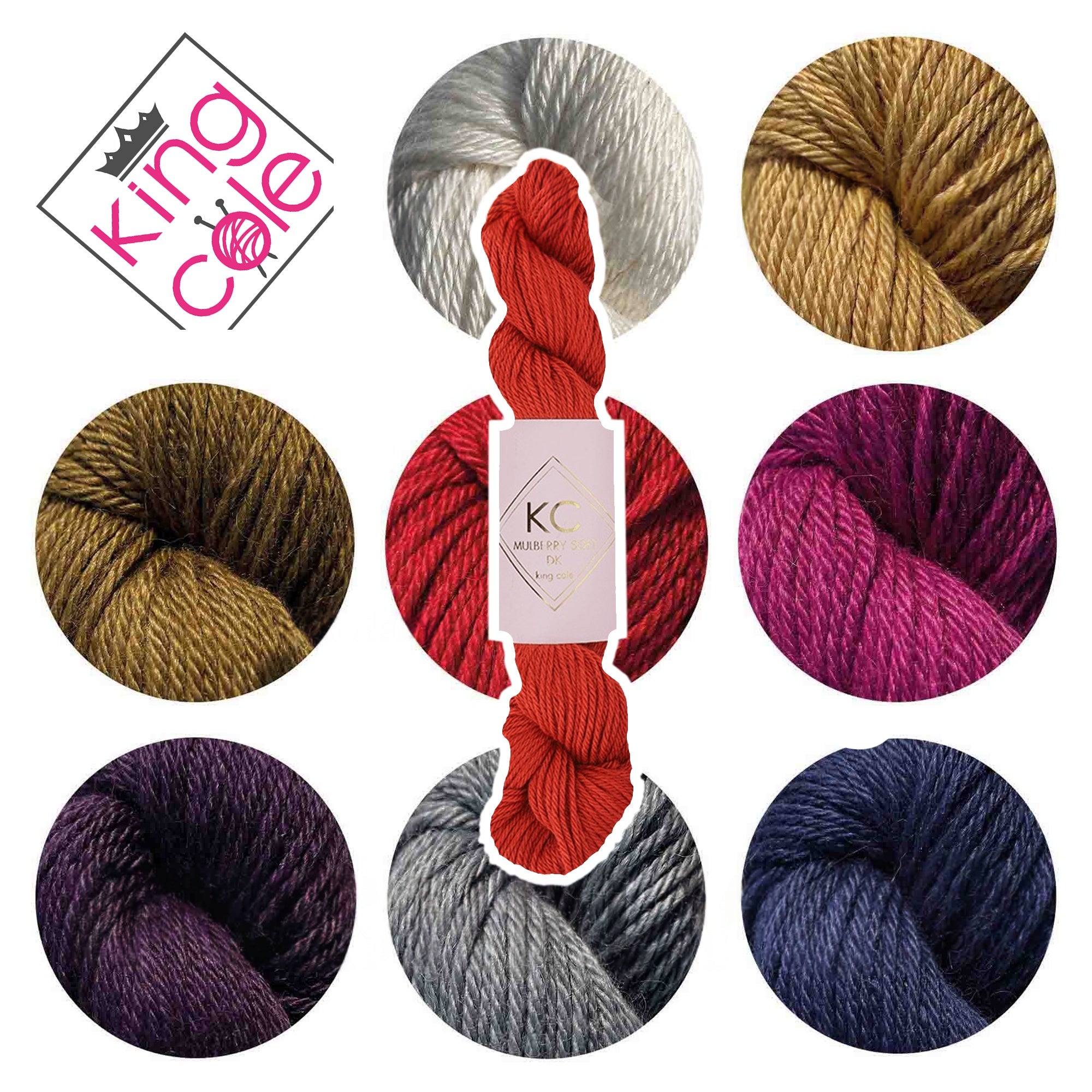 King Cole KC Collection Mulberry Soft DK Yarn 70% Baby Alpaca & 30% Silk, Luxury Soft Double Knit 100m for Knitting & Crochet - 50g
