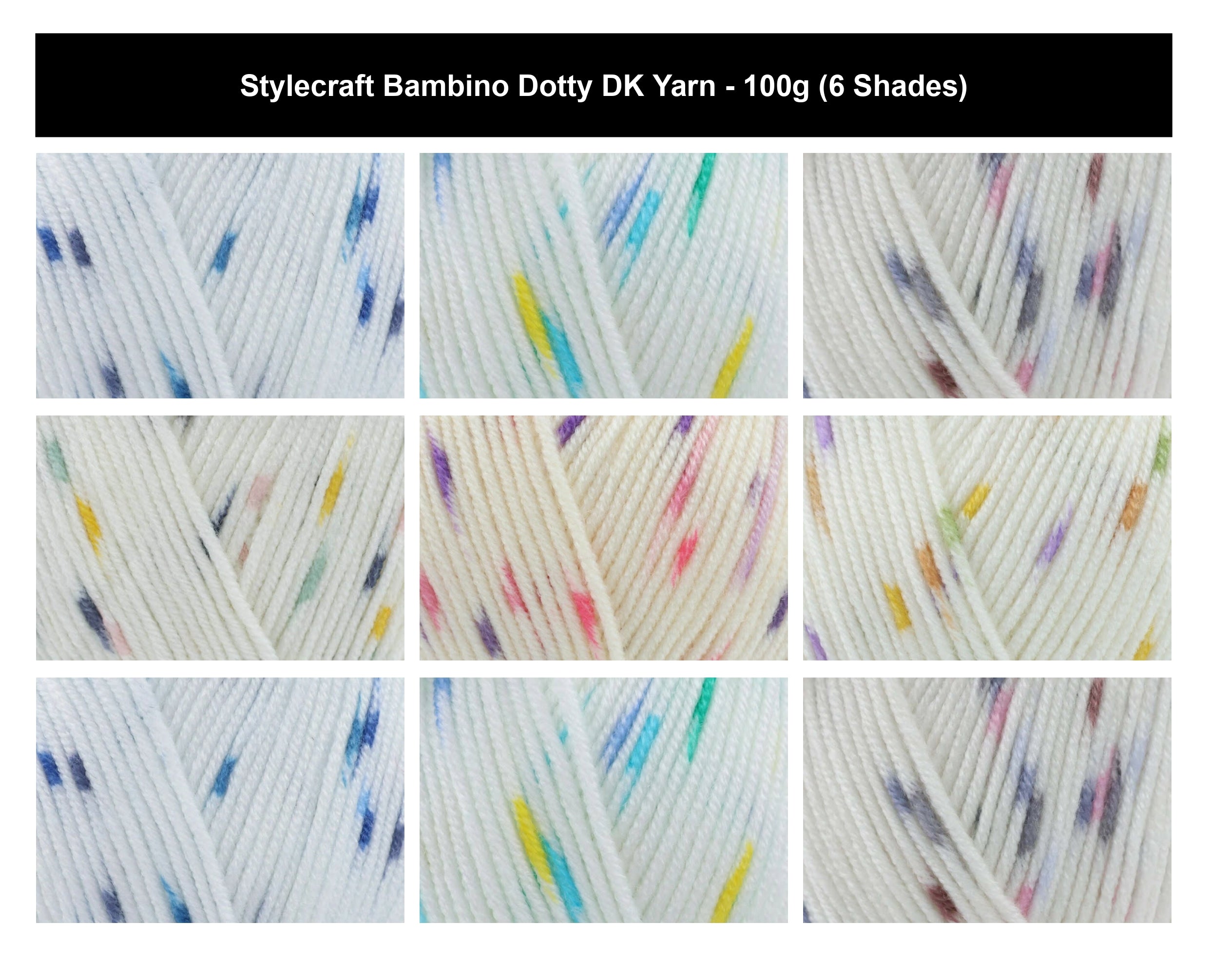 Stylecraft Bambino Anti-Pilling Dotty Baby DK Yarn - 100g, Soft 100% Acrylic Sensitive Skin Crochet Double Knitting Baby Wool for Garments & Blankets